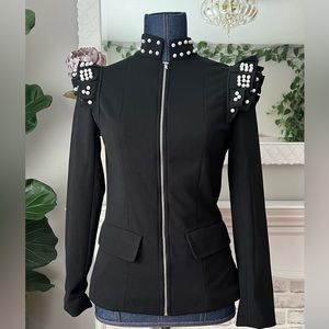 Black zip up jacket with Pearl accents
